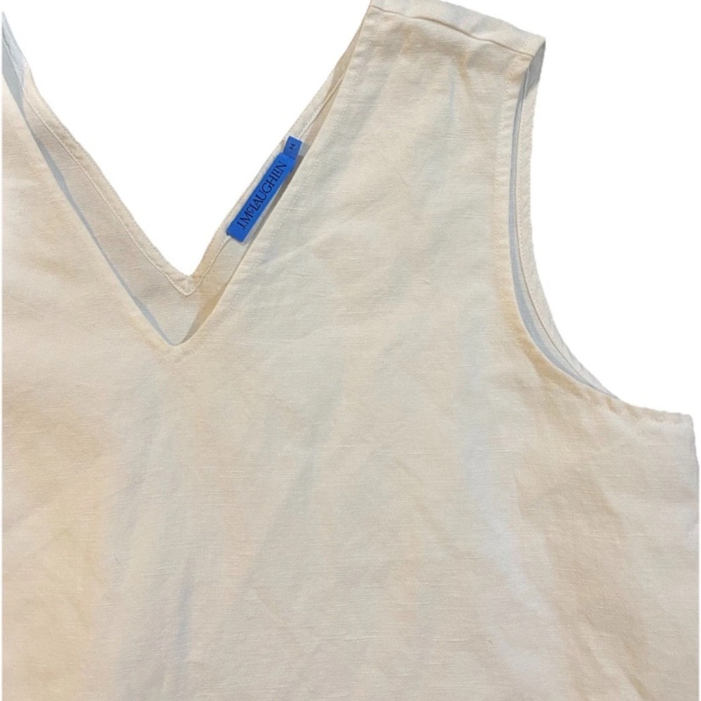 J.MCLAUGHLIN Women Athena Linen Ruffle Tank Sleeveless Blouse Solid MEDIUM - Picture 3 of 10